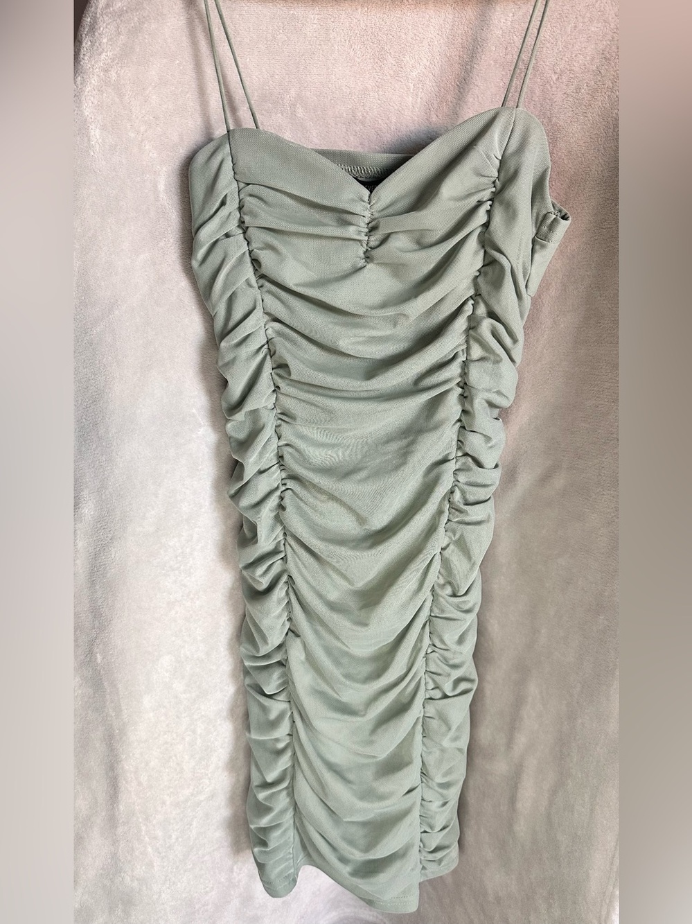 Forever 21 Sage Green Ruched Midi Skirt